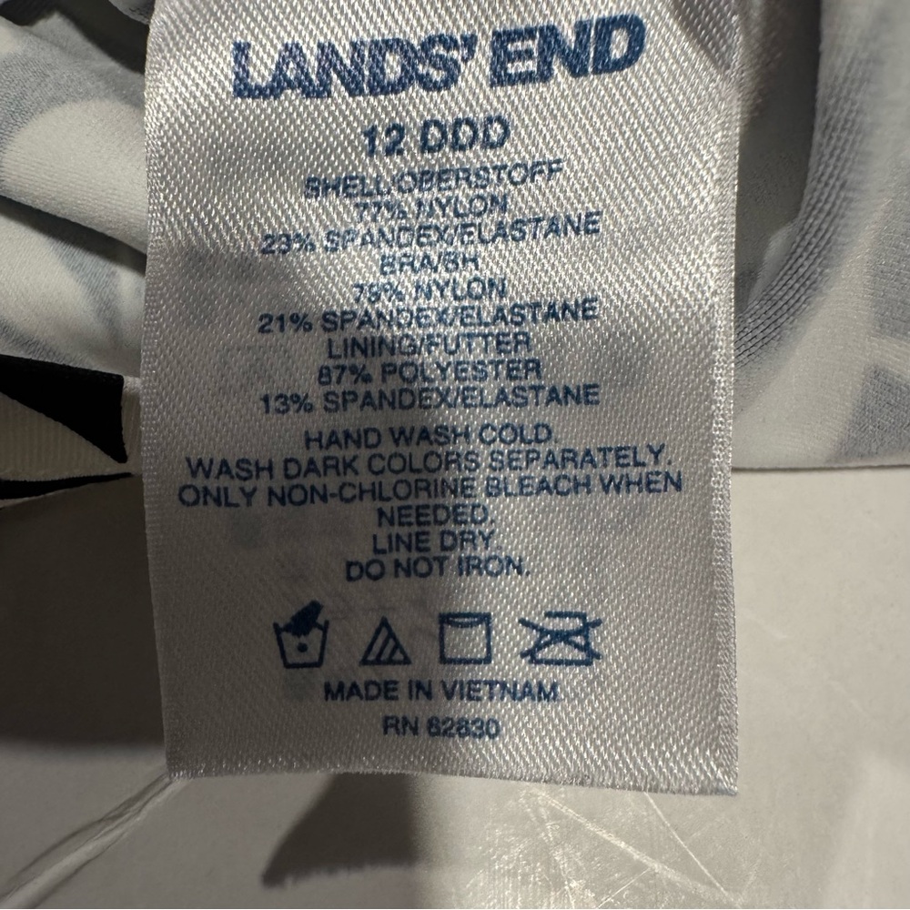 Lands' End Floral Square Neck Padded Tankini Top Size 12 DDD - Picture 5 of 7